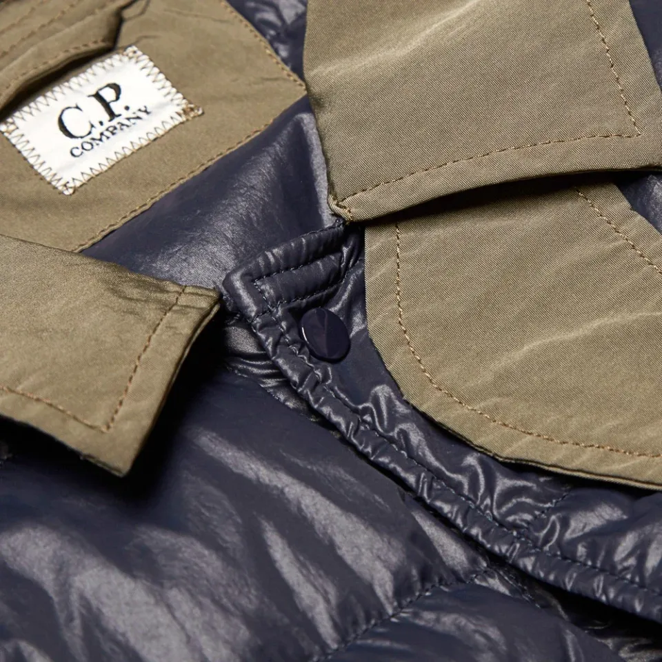 Garment Dyed Nylon Contrast Down Overshirt