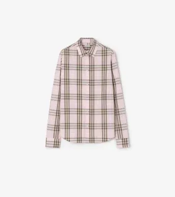 Classic Fit Check Cotton Shirt in Mallow pink