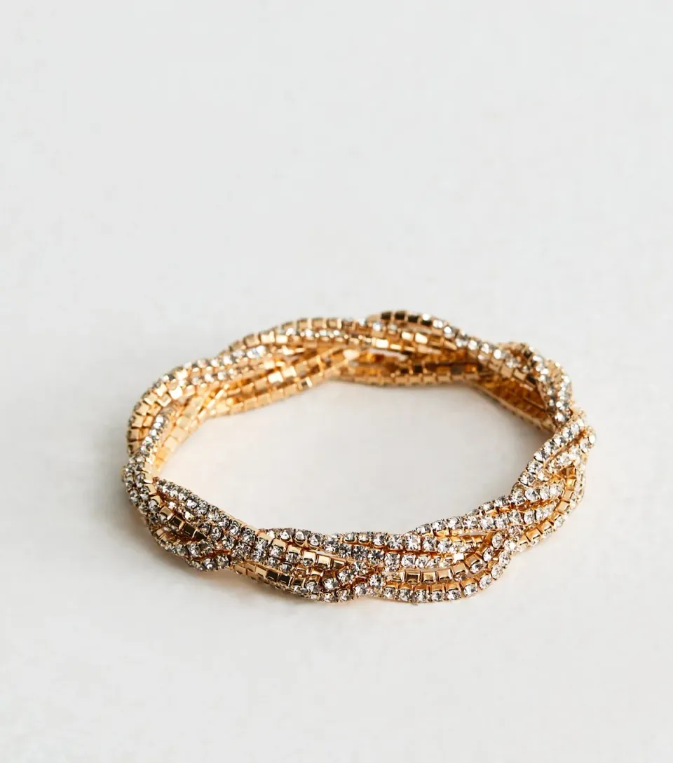 Gold Tone Plaited Diamant?� Bracelet
