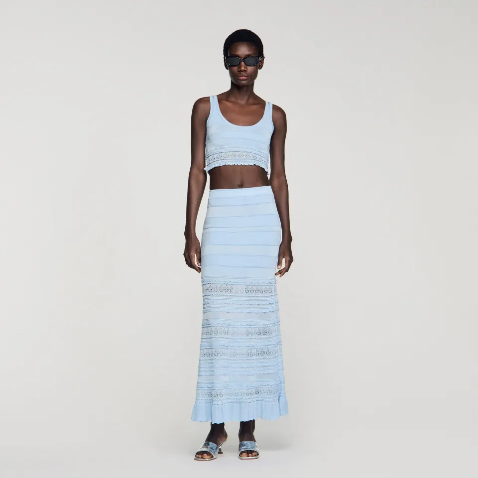 Pointelle knit crop top