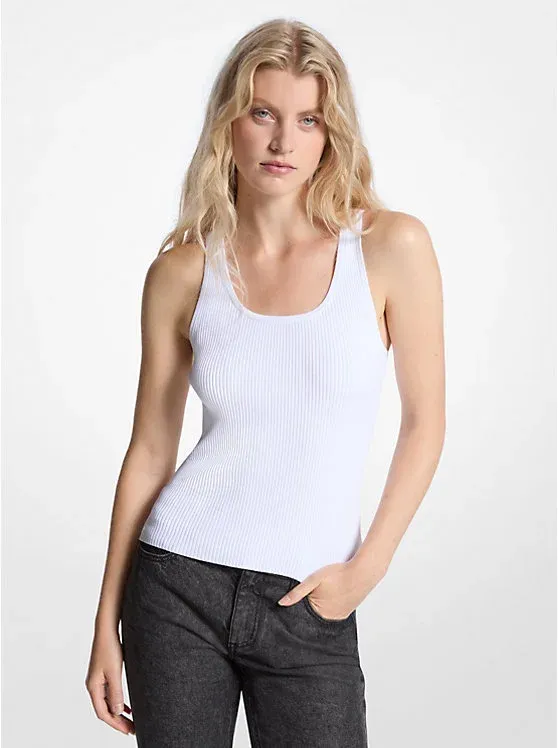 Ribbed Scoop-Neck Tank Top