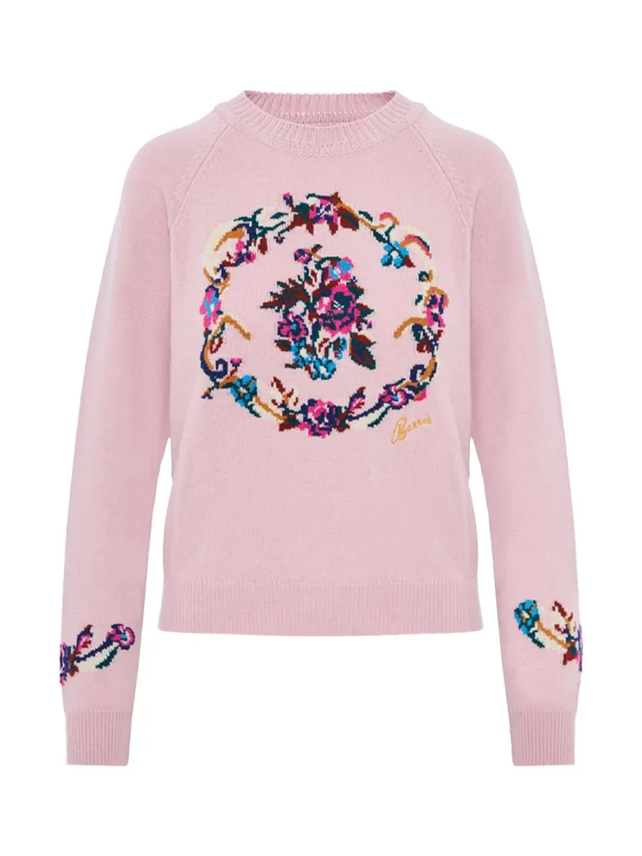 Bouquet Print Sweater Pink