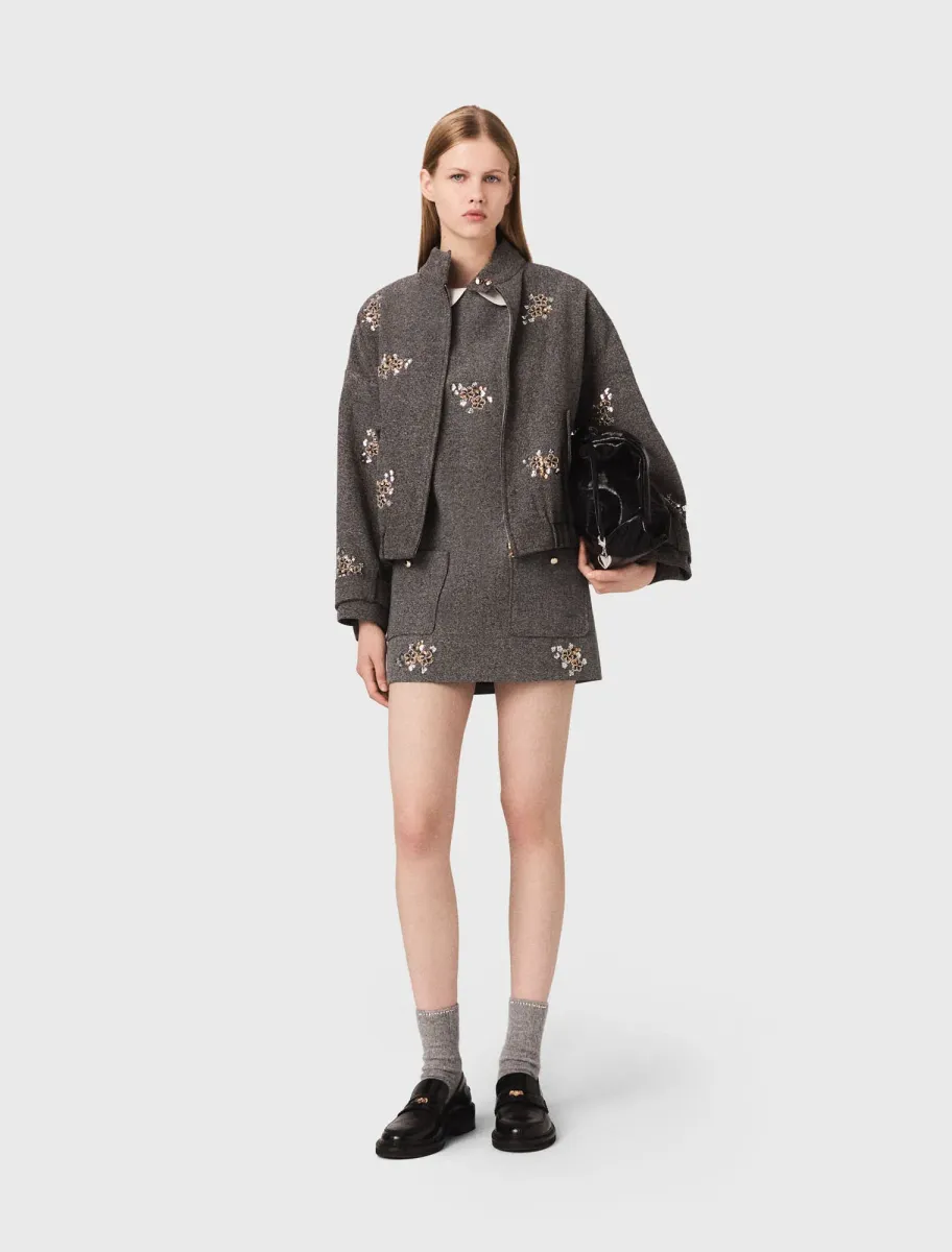 Embroidered bomber jacket
