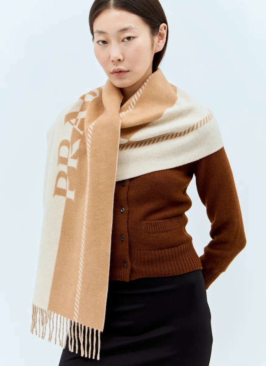 Logo Jacquard Wool Scarf