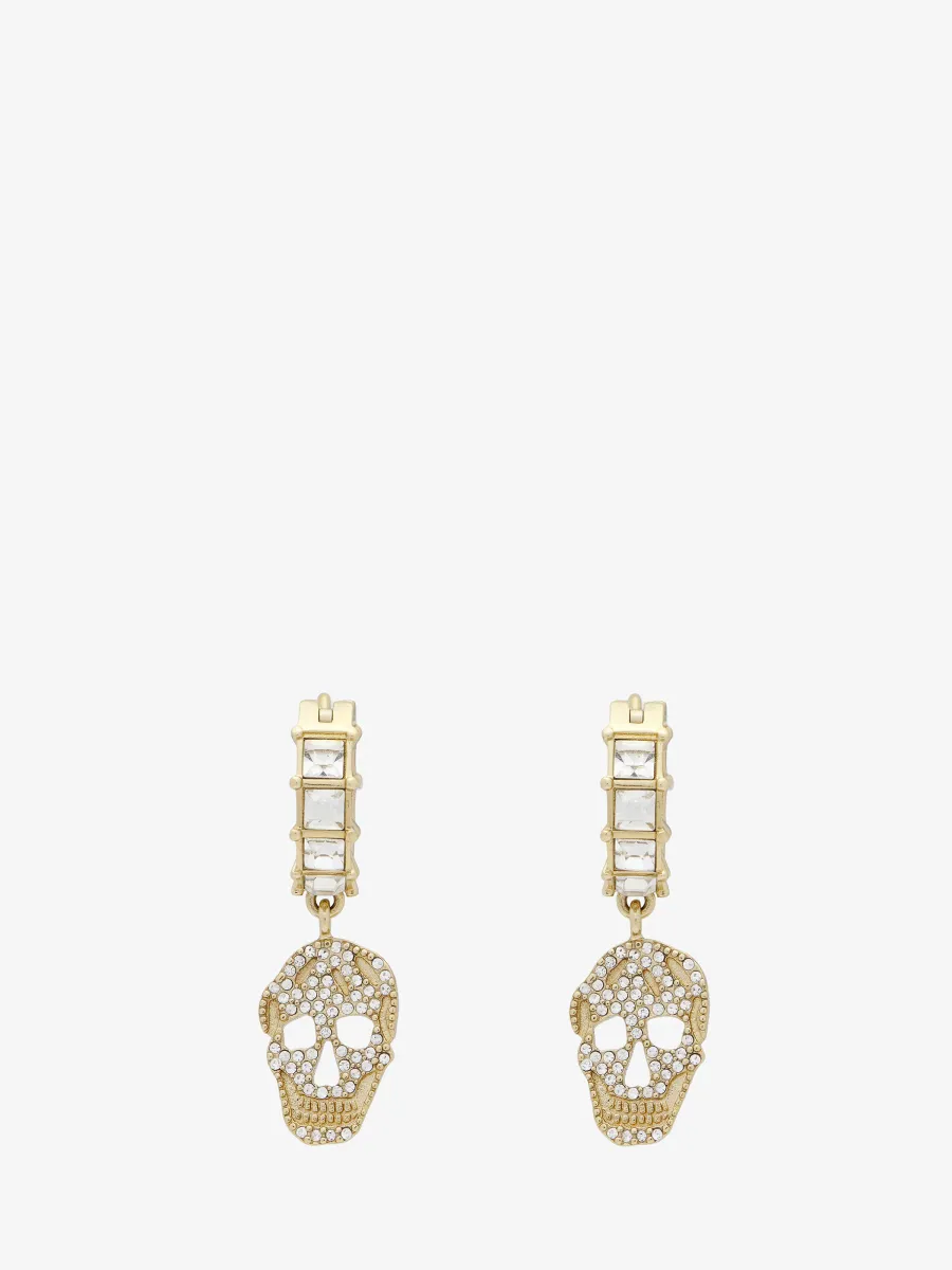 Pavé Skull Hoop Earrings