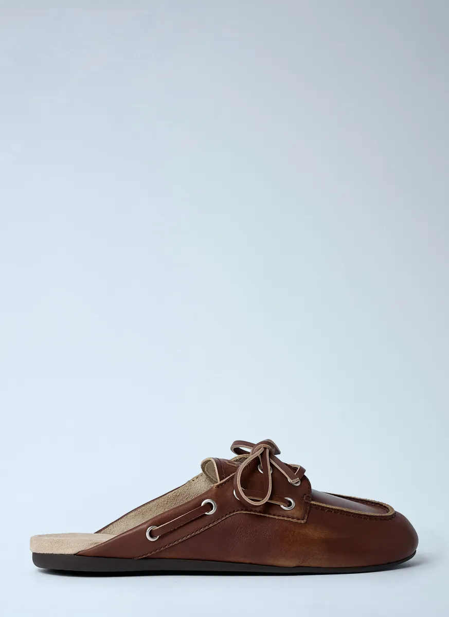 Leather Lace-Up Mules