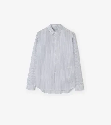 Relaxed Fit Striped Cotton Shirt in Blue/white