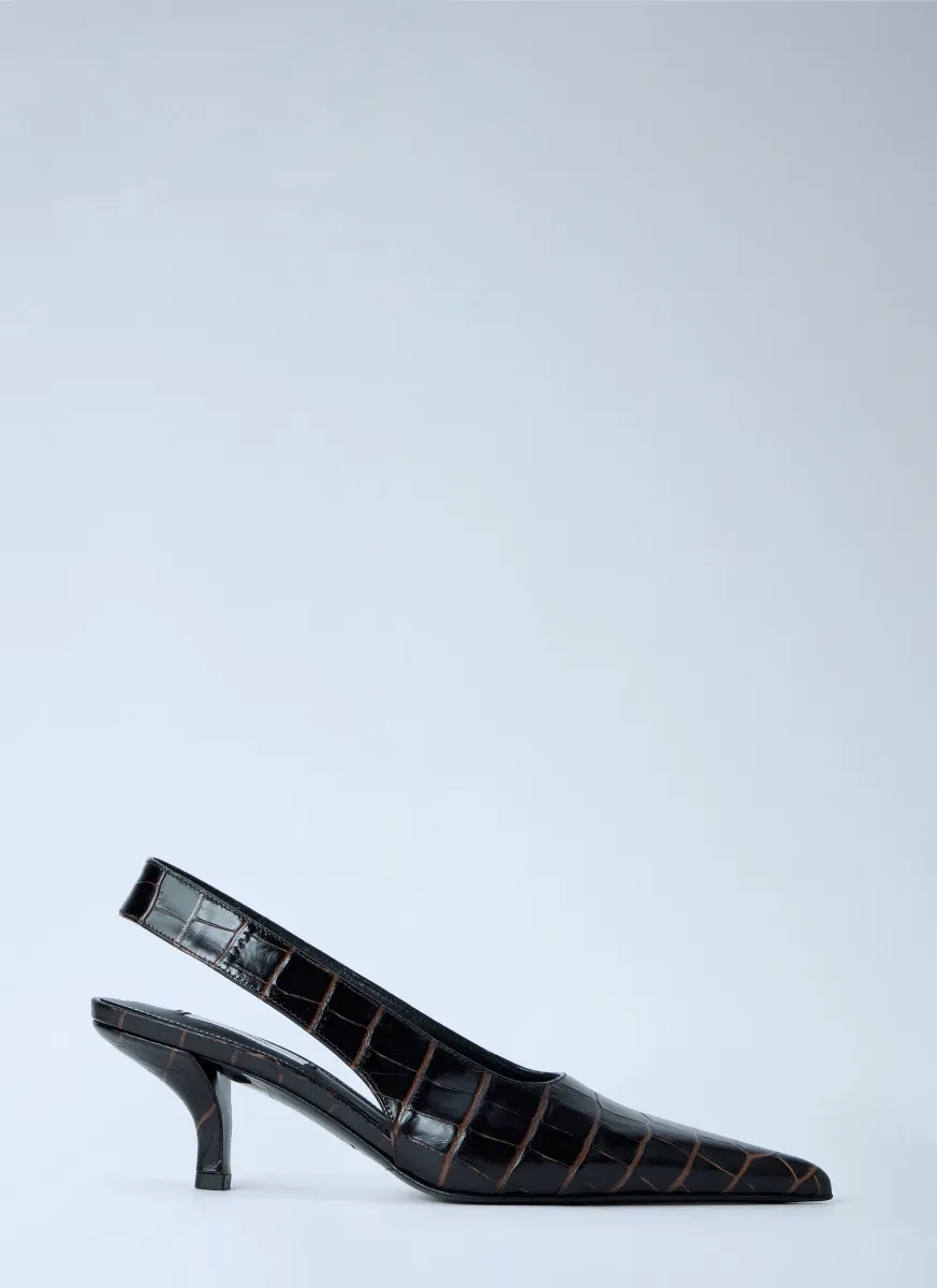 Classic Croco-Embossed Slingbacks