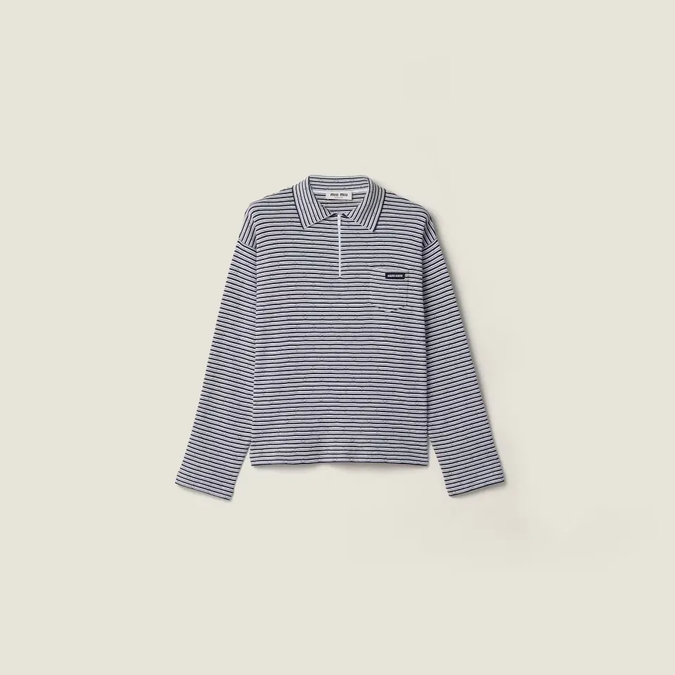 Cotton, cashmere, and silk polo shirt