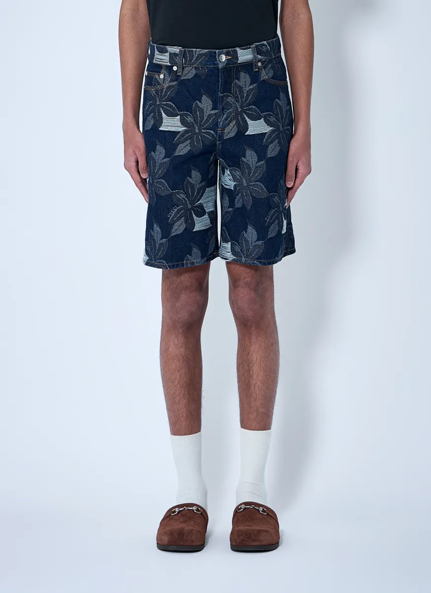 Denim Jacquard Shorts