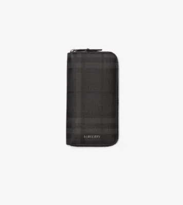 Large City Check Zip Wallet in Iron grey - Men, Technical, Cotton