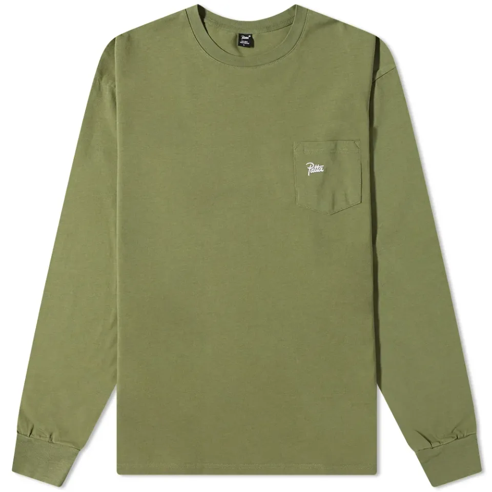Long Sleeve Washed Pocket Logo Tee