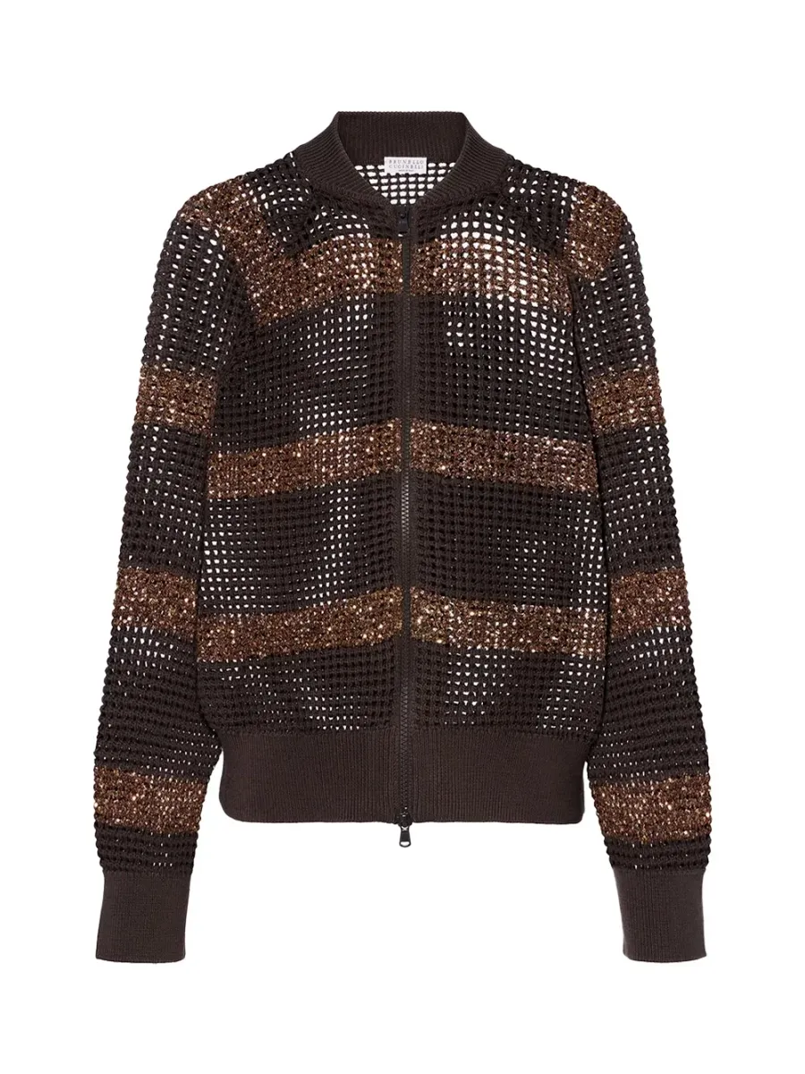 Net Cardigan Brown