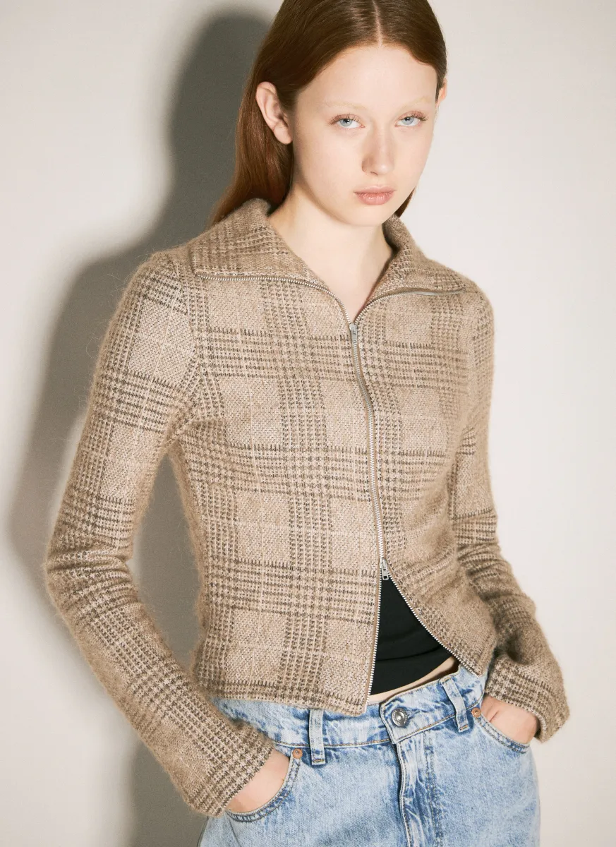 Hound Check Zip-Up Sweater