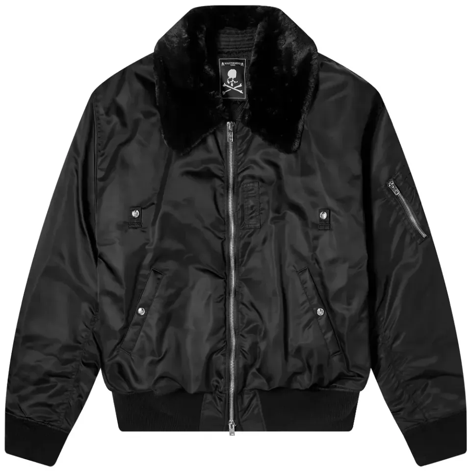 Nylon Faux Fur Aviator Jacket