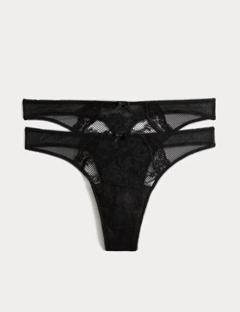 2 Pack Light Absorbency Period Thongs Black