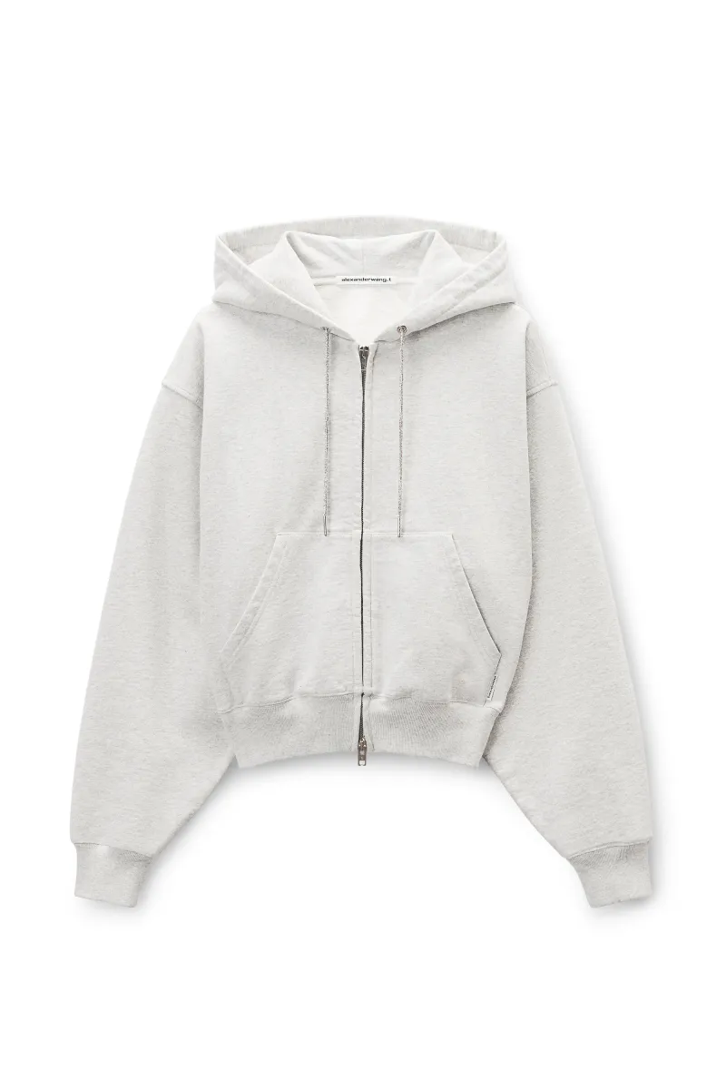Crystal Hotfix Drawcord Zip-Up Hoodie