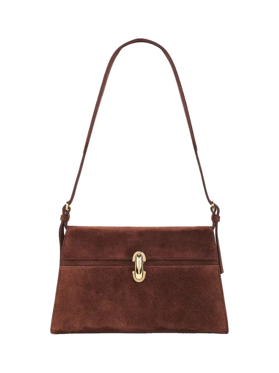 symmetry shoulder bag in suede Espresso
