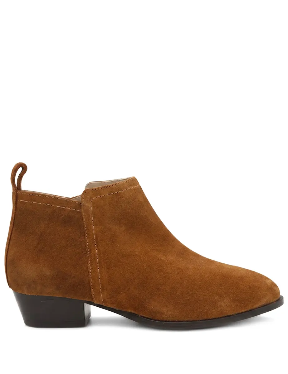 Leather Block Heel Ankle Boots