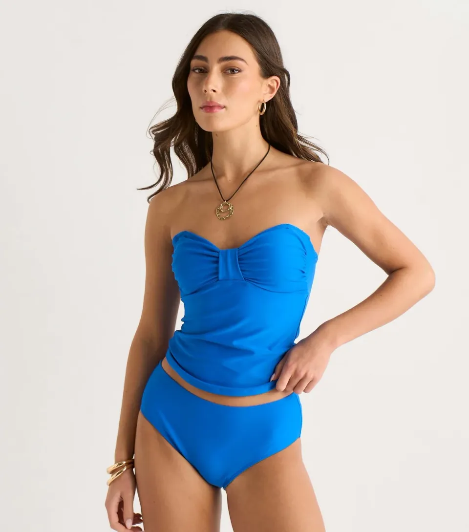 Women's Bright Blue High Waisted Bikini Bottoms