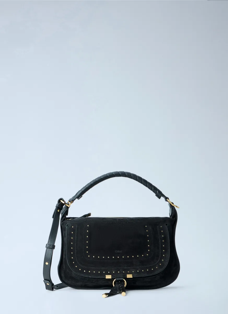 Marcie Medium Studded Suede Shoulder Bag