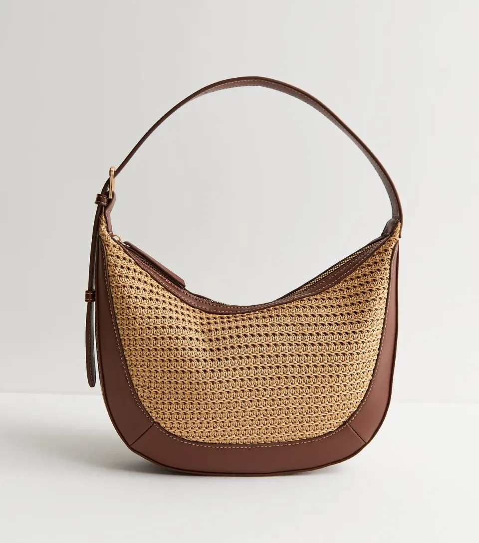 Stone Woven Faux Leather Shoulder Bag Vegan