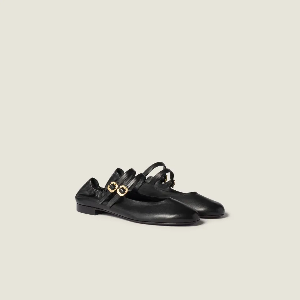 Ruches nappa leather ballerinas