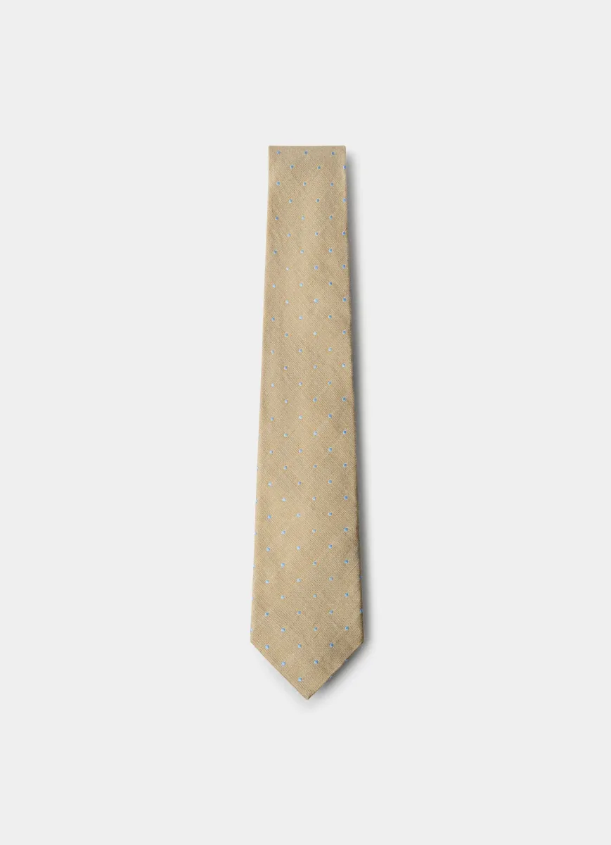 Silk-Linen Polka Dot Tie