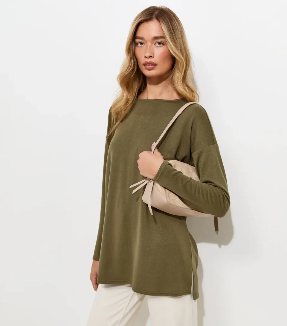 Women's Tall Dark Khaki Soft Touch Long Sleeve Top