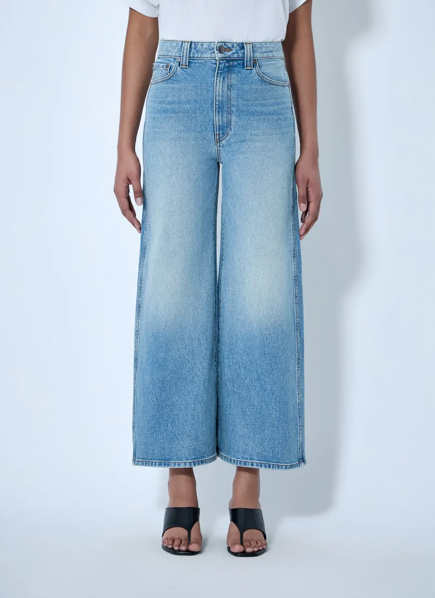 Wide-Leg Denim Culottes