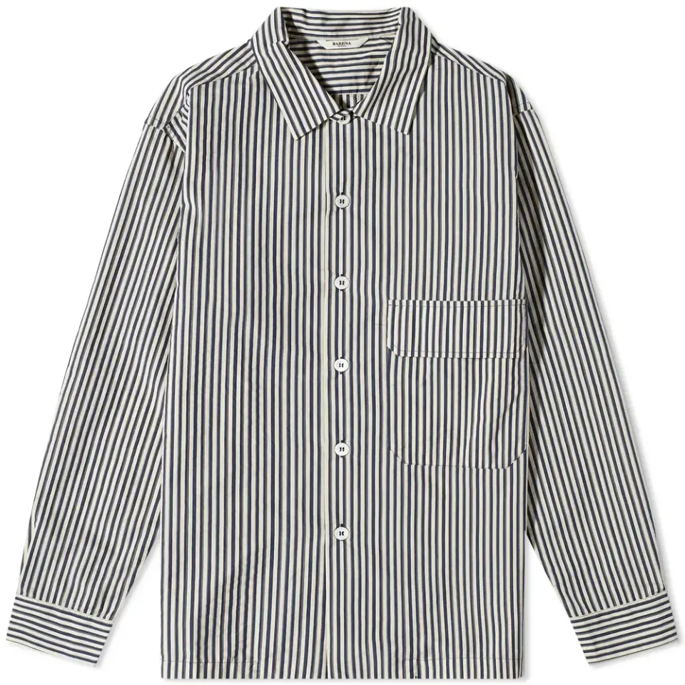 Ticking Stripe Button Down Shirt