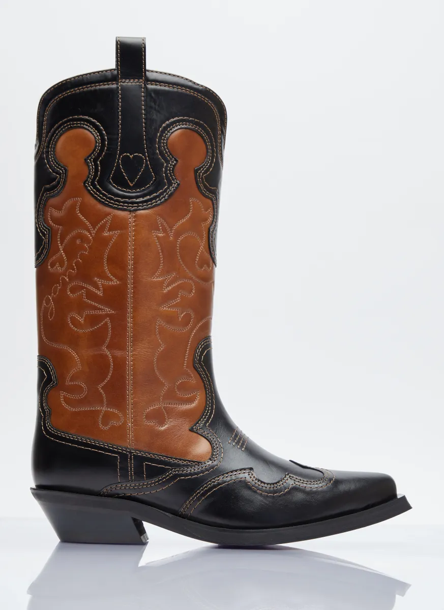 Mid Shaft Embroidered Western Boots