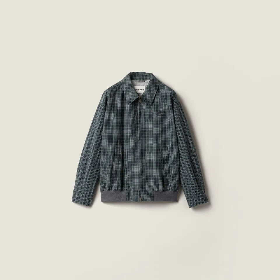 Checked flannel blouson jacket