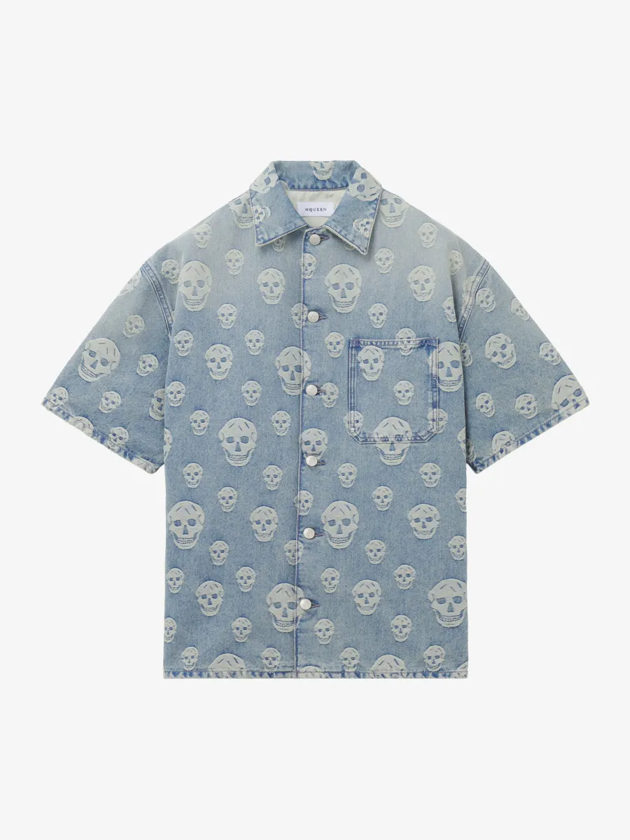 Skull Jacquard Denim Shirt