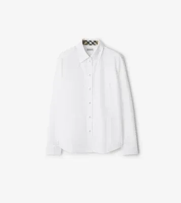 Regular Fit Cotton Poplin Shirt in White