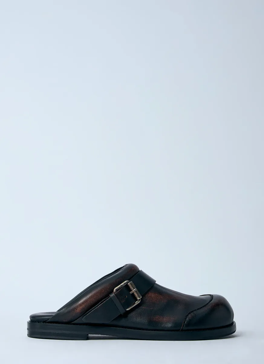Leather Buckle Mules