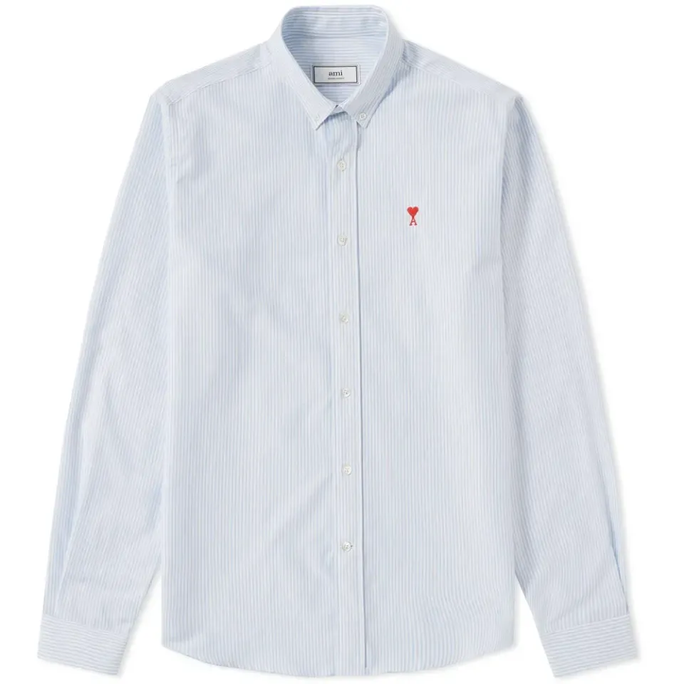 AMI Button Down Heart Logo Oxford Shirt