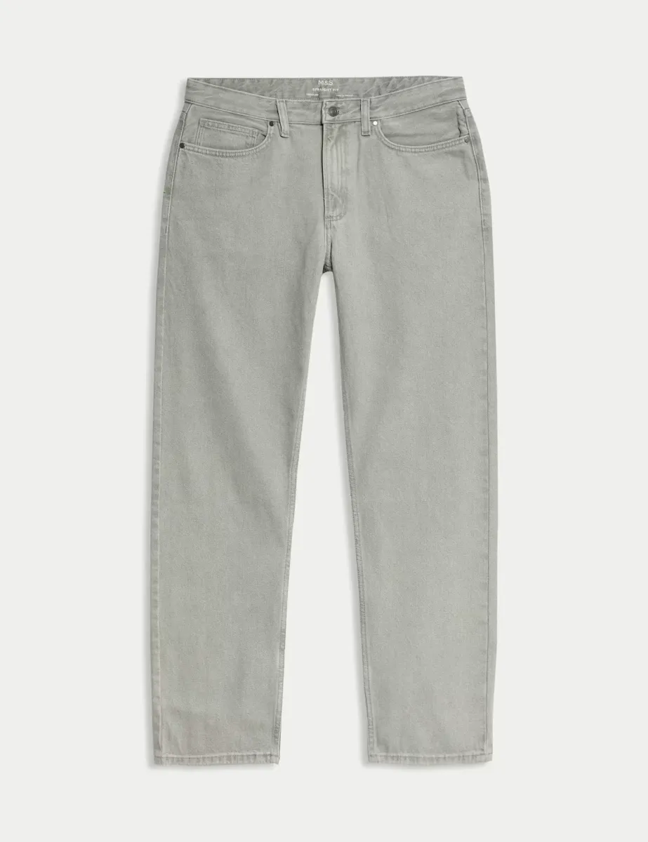 Straight Fit Pure Cotton Value Jeans Light Grey
