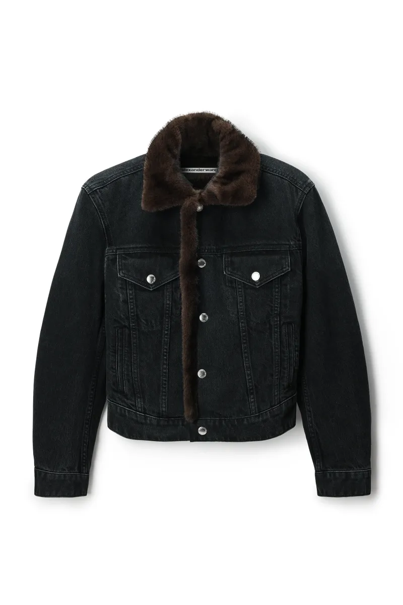 FAUX FUR LINED DENIM JACKET