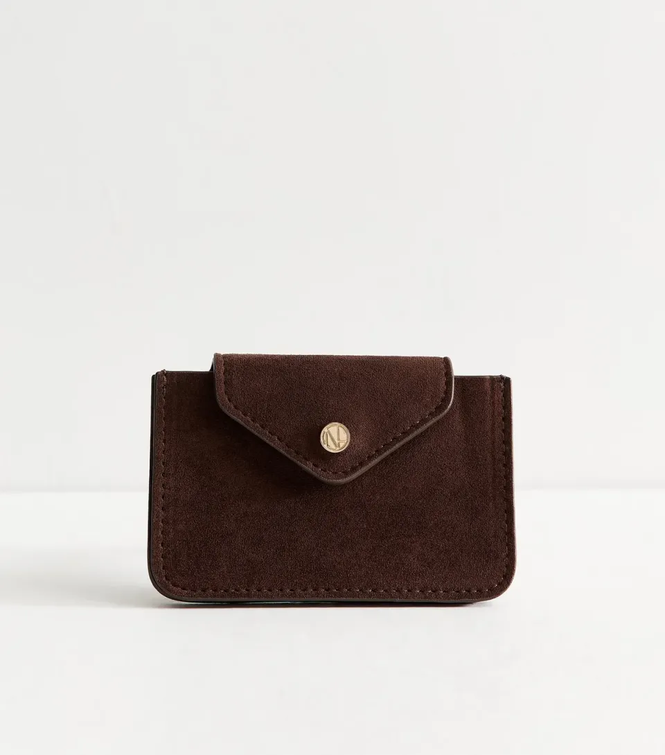 Dark Brown Faux Suede Cardholder