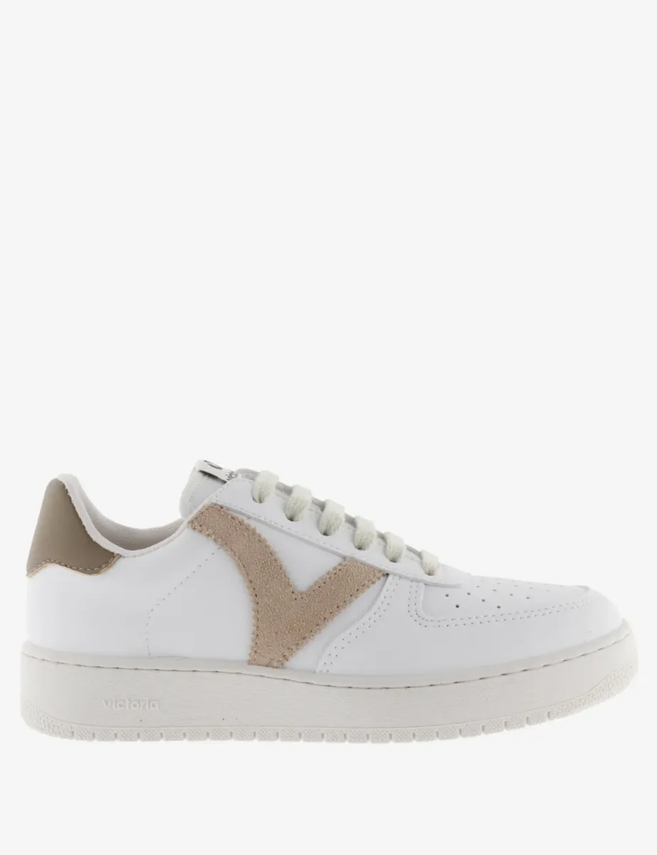 Madrid Leather Lace Up Trainers White Mix