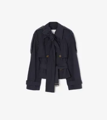 Short Canvas Trerose Trench Coat in Silhouette blue