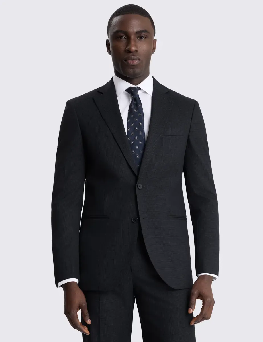 Tailored Fit Puppytooth Stretch Suit Jacket Navy