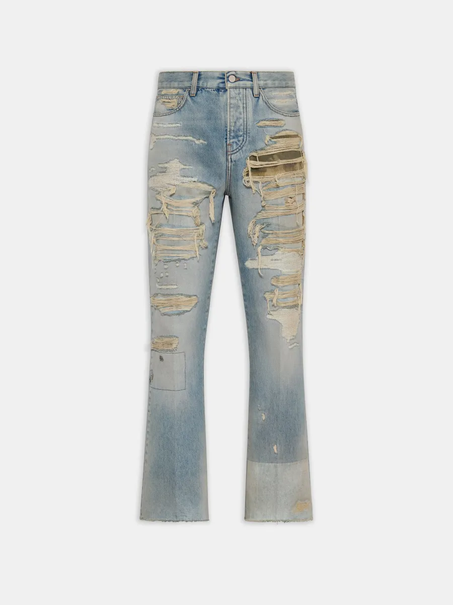CAMO REPAIR BOOT CUT JEAN - Mist Indigo