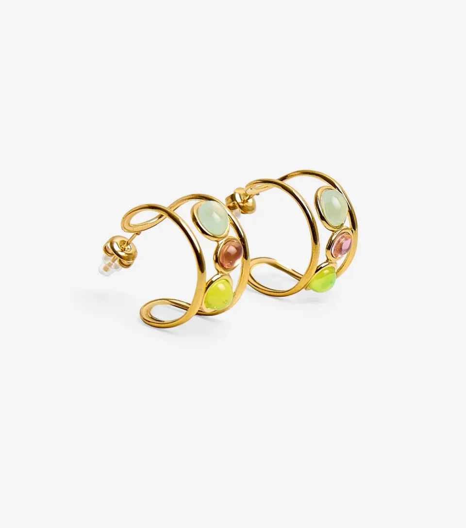 Gold Plated Resin Hoop Earrings