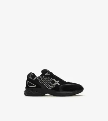 Nylon, Suede and Leather Eclipse Sneakers in Black