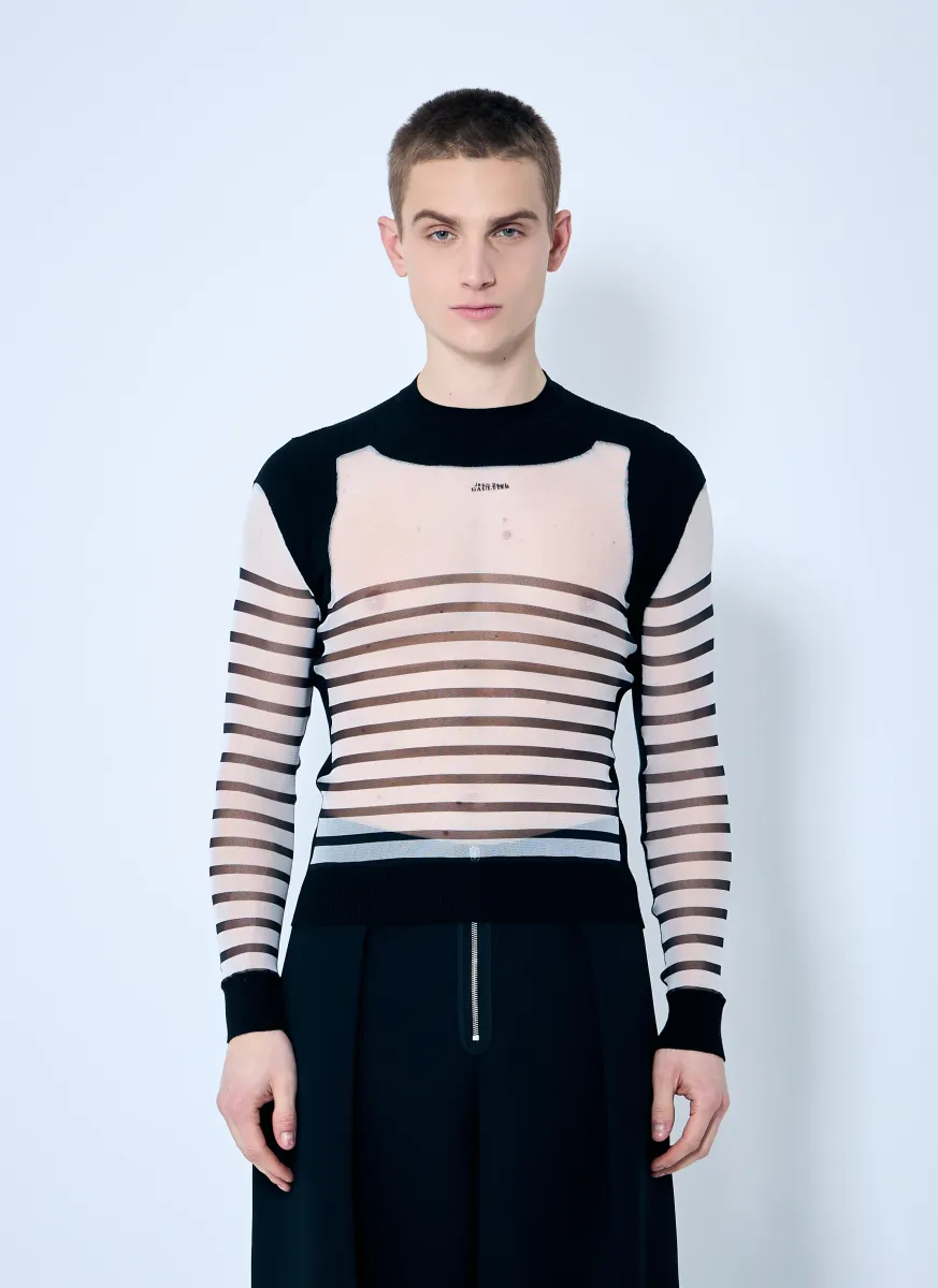 Marniniere Mesh And Knit Top
