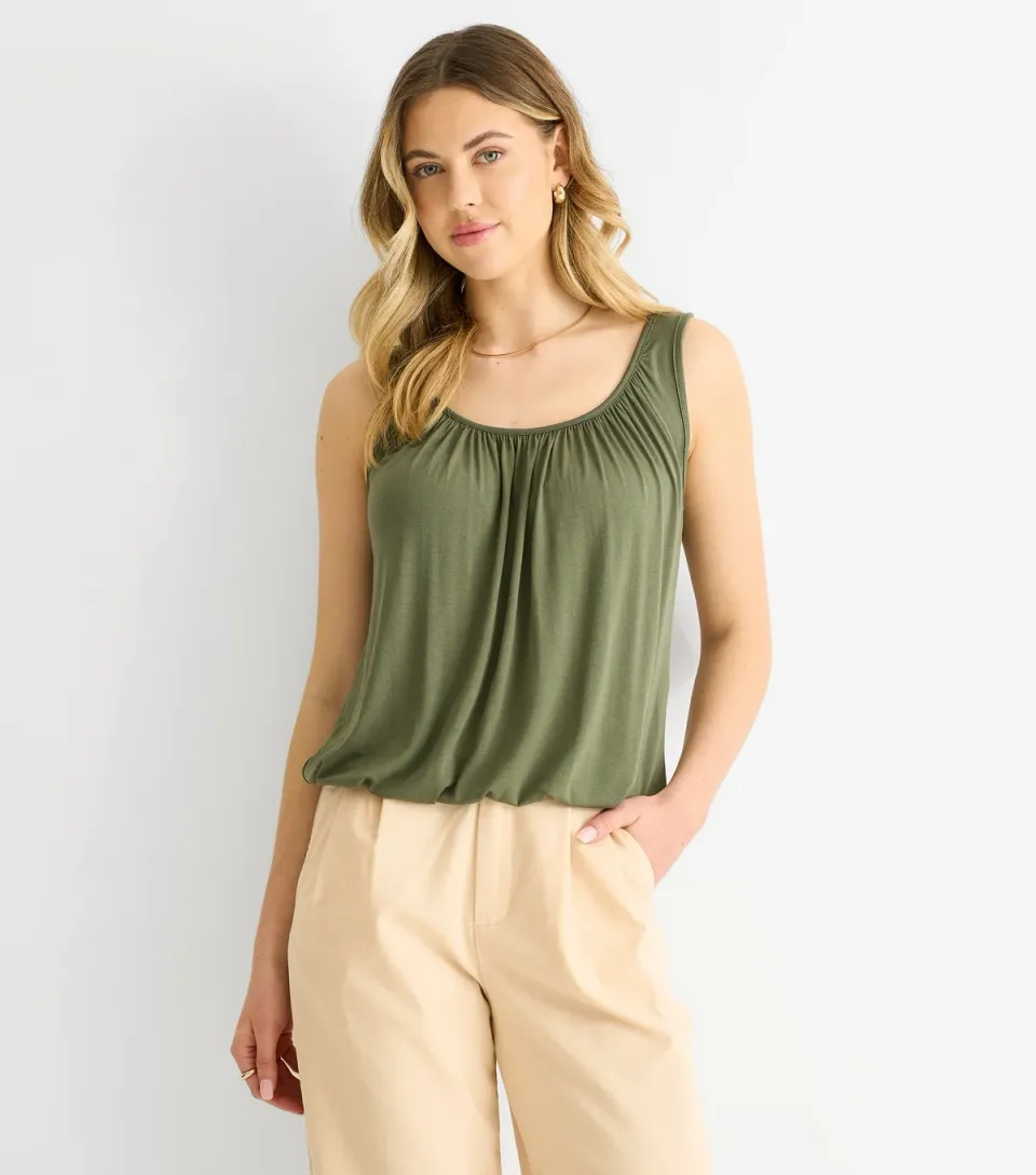 Women's Khaki Oversized Vest Top