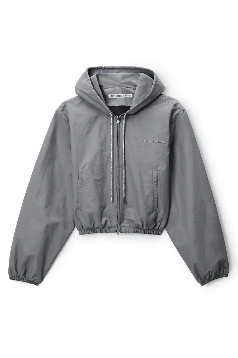CRYSTAL HOTFIX DRAWCORD SHRUNKEN HOODIE JACKET