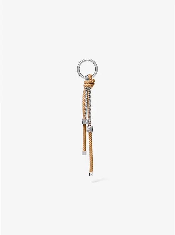 Silver-Tone and Speckled Cord Bag Charm